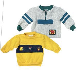 Vintage Baby Colorblock Sweatshirt Crewneck Lot Retro 90s Sz 9-12 Months Mckids